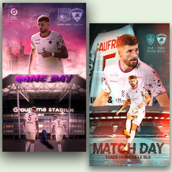 Réalisation des visuels réseaux sociaux pour un footballeur de Clermont Ferrand