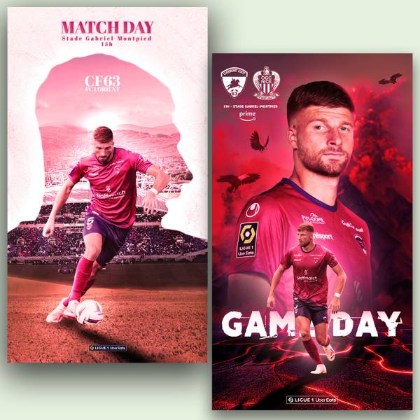 Réalisation des visuels réseaux sociaux pour un footballeur de Clermont Ferrand
